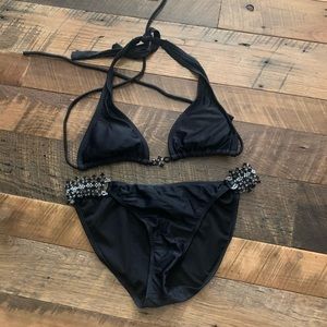 Black beaded bikini size XL.